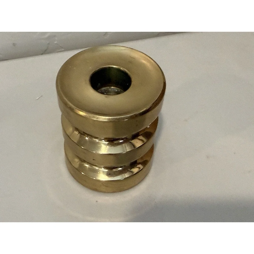 Vintage Gold Tone‎ Heavy Brass Valsan Small Candlestick Holder Portugal 3